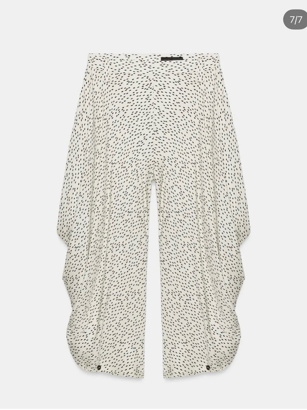 Zara Cream Wide-Leg Draped Pants with Black Dot Print